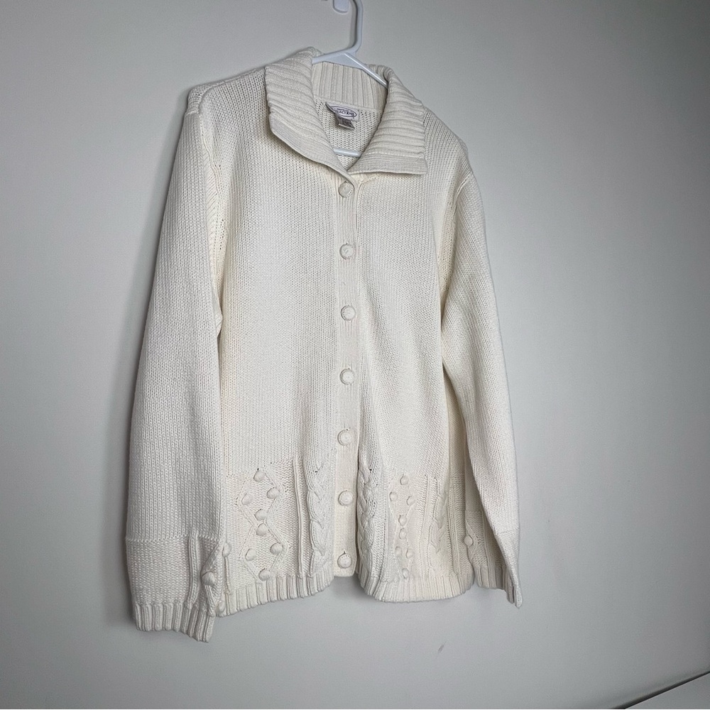 Vintage Northern Reflections 100% Cotton Cable Knit Cardigan Sweater. Xl size